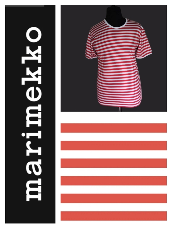 Marimekko Tops - NWOT VTG Marimekko "Tasaraita" Red and White Striped Short Sleeve Cotton T-Shirt